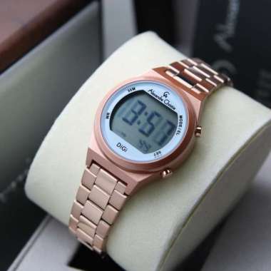 JAM TANGAN WANITA ALEXANDRE CHRISTIE AC 9385 DIGITAL RANTAI ORIGINAL ROSEGOLD BLUE