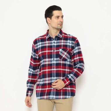AMK Kemeja Pria Flannel Lengan Panjang SHF KENZO L/S Maroon XL