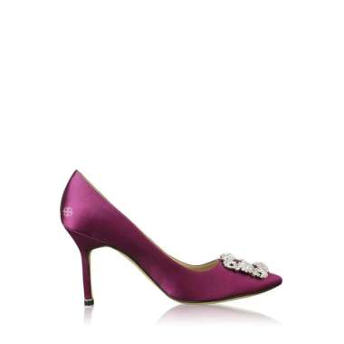Manolo Blahnik Hangisi 100 Silk Satin Purple Pumps