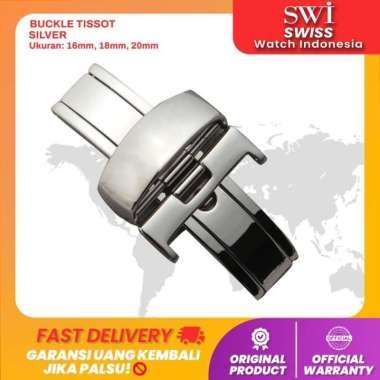 Buckle Pengait Butterfly Jam Tangan Tissot 16mm 18mm 20mm Silver Gold 16mm Silver