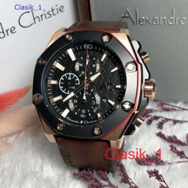 Original 100%!! Alexandre Christie Collection AC 9601 AC9601 Black Rosegold Kulit Ori Garansi Resmi 