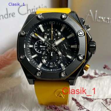 Original 100%!! Jam Alexandre Christie Pria AC 9601 AC9601 Black Yellow Garansi Resmi 1 tahun