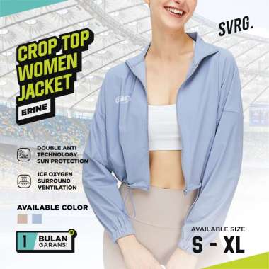 SVRG. Erine Crop Top Jacket - Jaket Olahraga Sport Wanita Slim Fit M NUDE