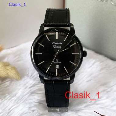 Original 100%!! Jam Alexandre Christie Wanita AC 1030 AC1030 Kulit Full Black garansi Resmi 1 Tahun