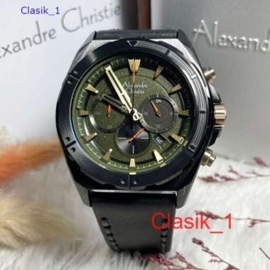 Original 100%!! Jam Alexandre Christie Pria AC 6664 AC6664 Black Green Garansi Resmi 1 tahun