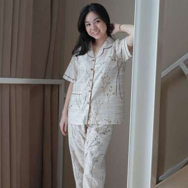 Ayko Baju Tidur Piyama Wanita JUMBO Golden Twigs Set Celana Pendek