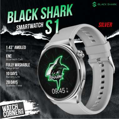 Black Shark Smartwatch S1 AMOLED Display Bluetooth Call GARANSI ORI Silver