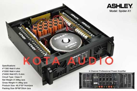 New Power Amplifier Ashley Spider X1 Class H Power 4 Channel Baru