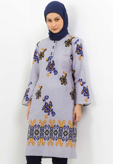 Arjuna Weda Tunik Batik Songket Raster 22323113 -Abu-abu Muda S