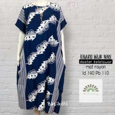 Daster Batik Kalong Jumbo Kawung Wajik Navy Bahan Rayon Super Premium KWK-BATIK
