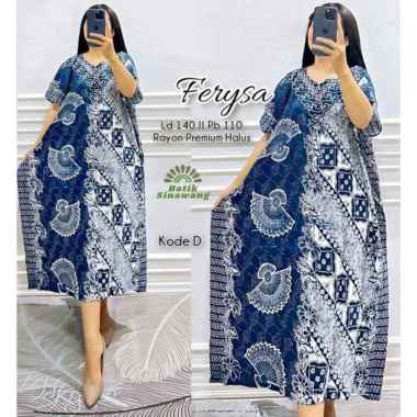 Daster Batik Kalong Jumbo Kawung Wajik Navy Bahan Rayon Super Premium FERYSA-BATIK(D)