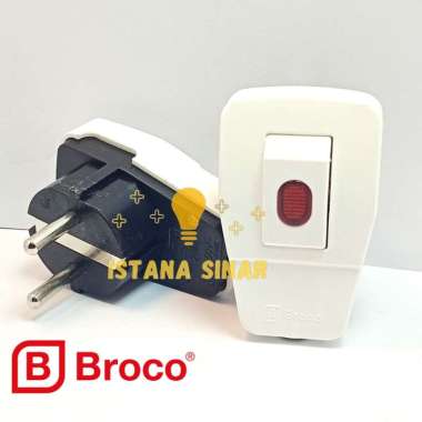 Colokan Broco Steker Saklar + Lampu Putih Steker lampu switch colokan