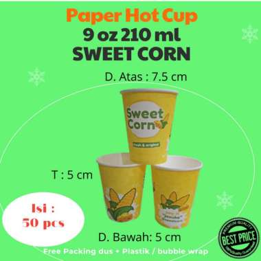 Paper Hot Cup 9 oz 210 ml Sweetcorn Say jasuke gelas kertas isi 50 pcs