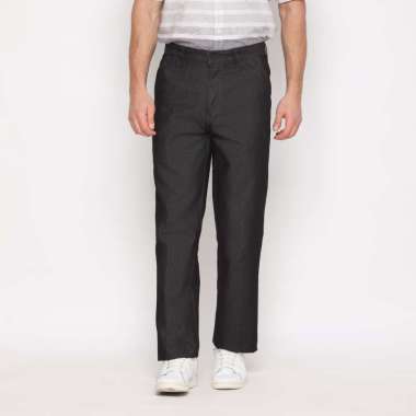 POLICE Celana Panjang Semi Formal Corak Katun Hitam Pria 32 Hitam