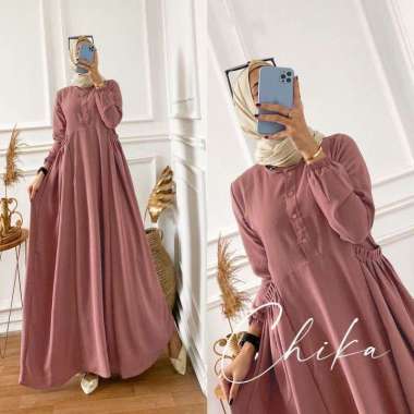 Gamis Cika Airflow Crinkle Dress PREMIUM BERKUALITAS Pink