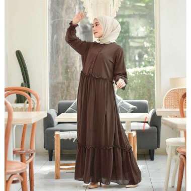 Gamis Chika Rempel Daily Busui Dress PREMIUM BERKUALITAS Coklat Tua