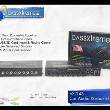 PARAMETRIC PREAMP BASSXTREME AX-243 DUAL MICROPHONE INPUT SD CARD