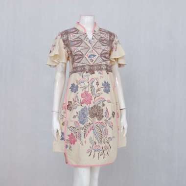 Dress Buked Najwa | Outfit Dress Batik Kondangan M Putih Tulang/Krem