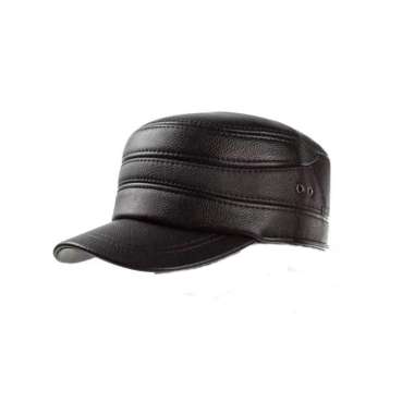 Topi Kulit Pria Komando Kanzia Leathershop Dewasa HITAM