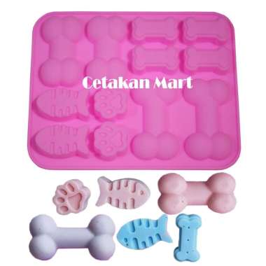 CMart Cetakan Coklat Puding Sabun Resin Tulang Ikan Mix 12 Cav Silikon