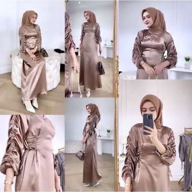 AURORA DRESS SATIN SERUT LUXURY BRIDESMAID GAMIS PESTA KONDANGAN Aurora Milo
