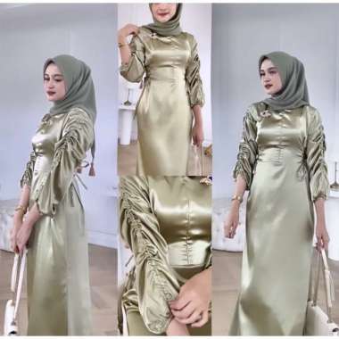 AURORA DRESS SATIN SERUT LUXURY BRIDESMAID GAMIS PESTA KONDANGAN Aurora Sage
