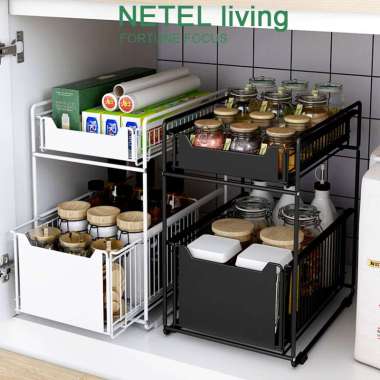 NETEL Rak Penyimpanan Dapur Di Ba Hitam- [43x37x28cm]