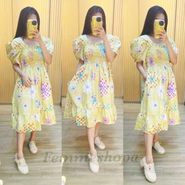 FEMMESHOPA - DRES WANITA / DRES MOTIF / DRES TERBARU - FN DRES NIRINA XL-XXL DADU