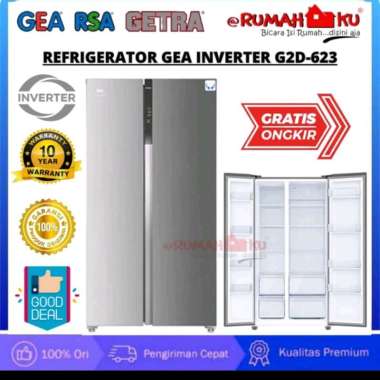 GEA KULKAS SIDE BY SIDE G2D-623 / G2D 623 INOX INVERTER 625 Liter