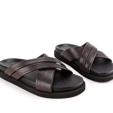 OM34 SANDAL PRIA OBERMAIN ORIGINAL SENDAL SLIDE KULIT ASLI ORI BRANDED COKLAT BROWN