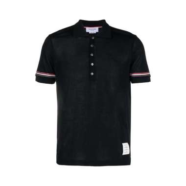 [12.12 Dealcember] Thom Browne RWB Stripe Lightweight Cotton Polo Shirt Navy Blue 2