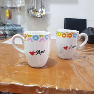 Mug kramik couple Gelas mama papa instan