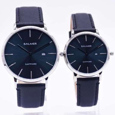 Jam Tangan Couple Balmer 8143 Original Saphire Glass Biru Silver