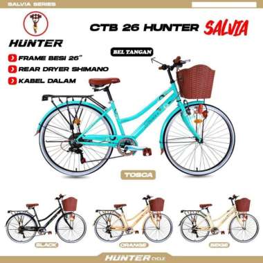 SEPEDA CEWEK SEPEDA WANITA CTB MINI 26 7 SPEED HUNTER SALVIA SHIFTER SHIMANO SEPEDA DEWASA KERANJANG