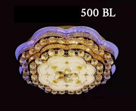 FL 9693 LAMPU PLAFON KRISTAL 50CM LED HIAS RUANG TAMU KLASIK MODERN LIST BIRU