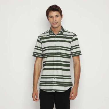 Platini Kemeja Salur Pria Lengan Pendek Katun Hijau 73469 L