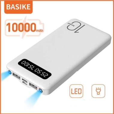 powerbank 10000mah BASIKE Bola lampu LED ganda Keluaran USB ganda - Putih Ungu