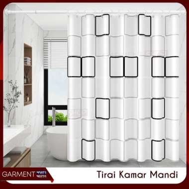 Tirai Kamar Mandi Tebal 180x180 Shower Curtain Premium Bahan PEVA Merek KOTAKIN 46. KAKTUS