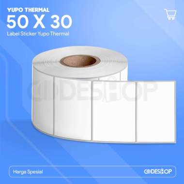 Label Termal 50 x 30 / 50x30 mm / 50x30mm isi 1000 Pcs Yupo