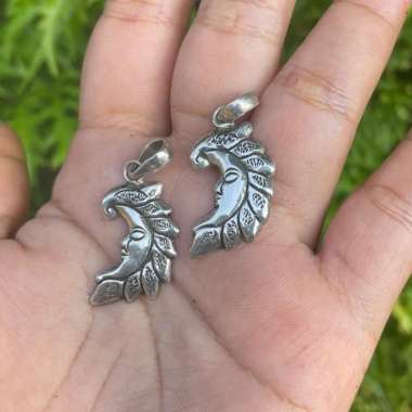 Liontin Mainan Kalung Perak Silver Bali Wajah Bulan Matahari Moon Asli 925