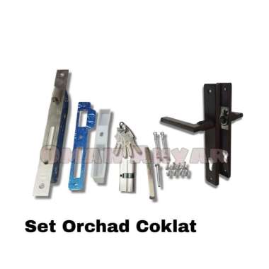 Handle Kunci Pintu Aluminium Komplit Set 30mm Orchad BUKAN DEKSON Cokelat
