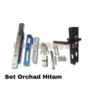 Handle Kunci Pintu Aluminium Komplit Set 30mm Orchad BUKAN DEKSON Hitam