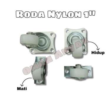 Roda Nylon Nilon 1" Hidup dan Mati 1 set 4 pc Nylon 1" (4 Hidup)
