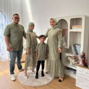 KAMALA FAMSET FAMILY SET GAMIS KOKO SET COUPLE KELUARGA SARIMBIT LEBARAN GAMIS ANAK XS Olive Green