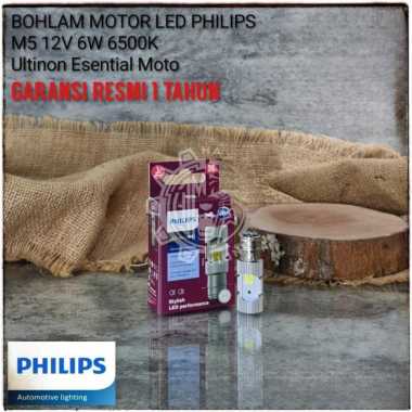 PHILIPS BOHLAM LAMPU DEPAN MOTOR LED M5 H6 12V KAKI 1 PUTIH satuan