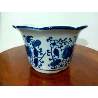 Keramik Pajangan Pot Bunga Gelombang Batik Besar New