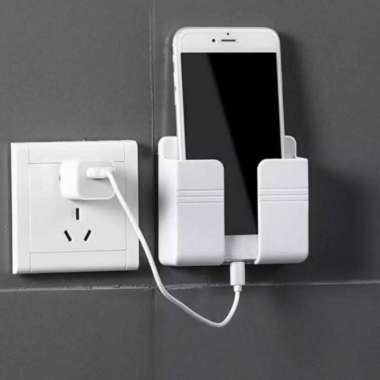 tempat rak hp handphone remote dinding tembok wall holder Putih