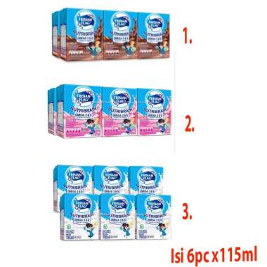 Frisian Flag 6pcs 115ml Nutribrain Rasa Coklat isi 6 pcs Uht Kid Susu Bendera anak Rasa Cokelat Isi 