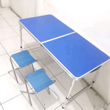 meja lipat koper meja portable piknik meja koper kaki bulat FLIPPER (MEJA+KURSI) hitam