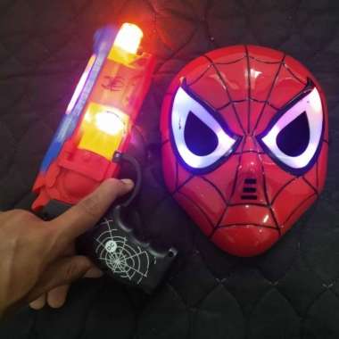 Mainan anak pistol Topeng spiderman Lampu nyala